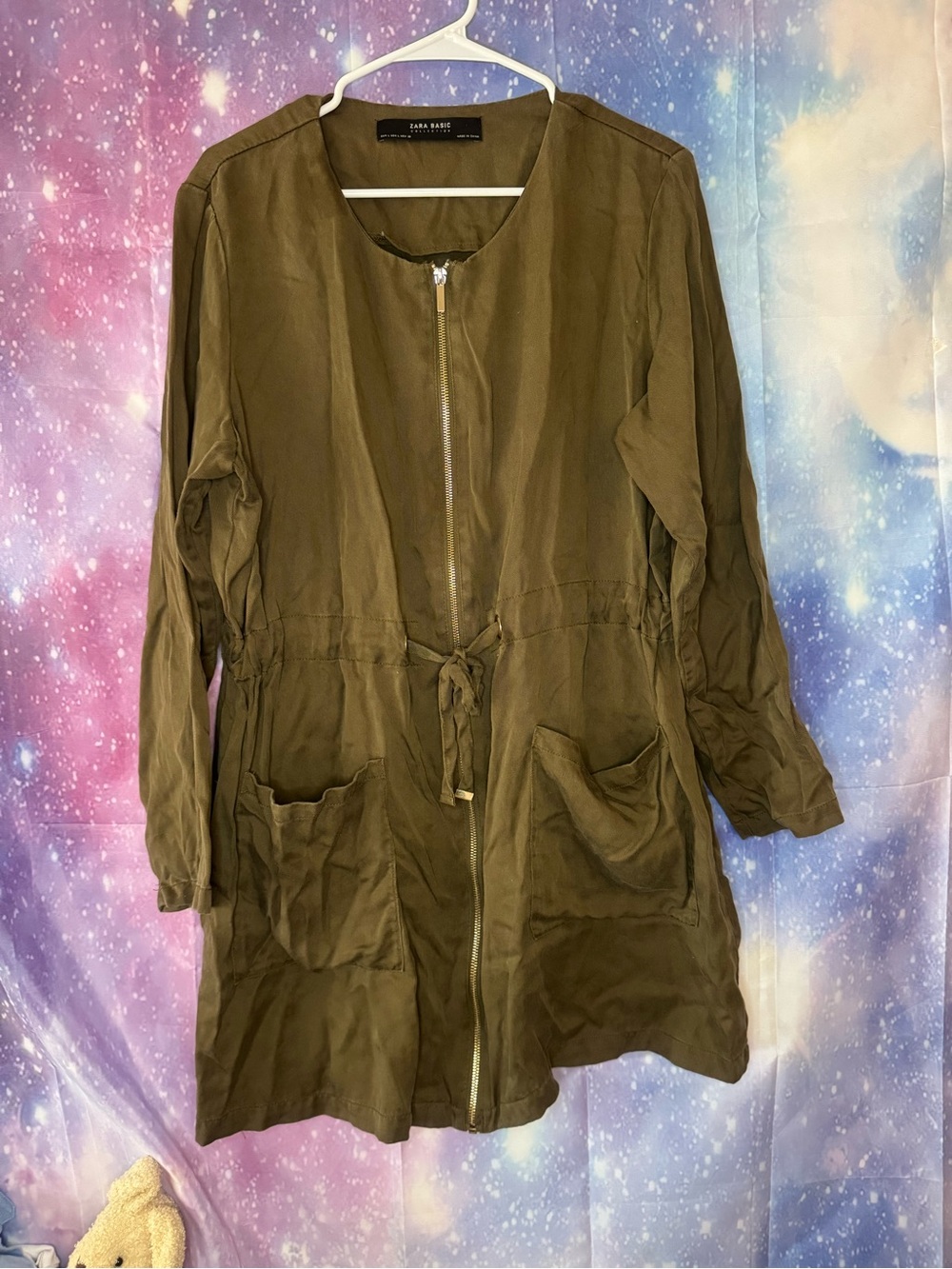 Zara basic green long sleeve dress